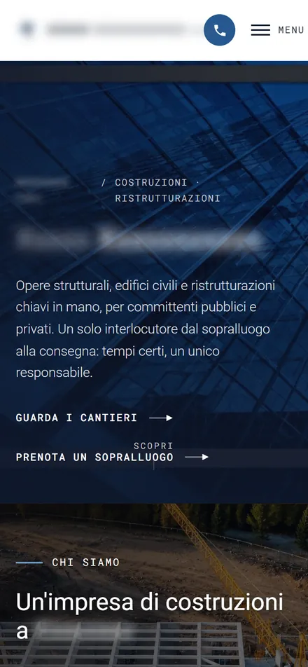 Lo stesso sito visto dal telefono.